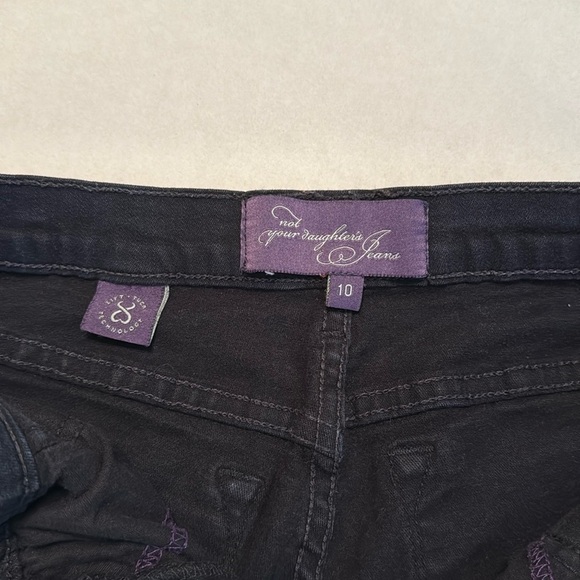 NYDJ Black Marilyn Straight Jeans with Rear Pocket Embellishment Size 10 - Picture 8 of 14